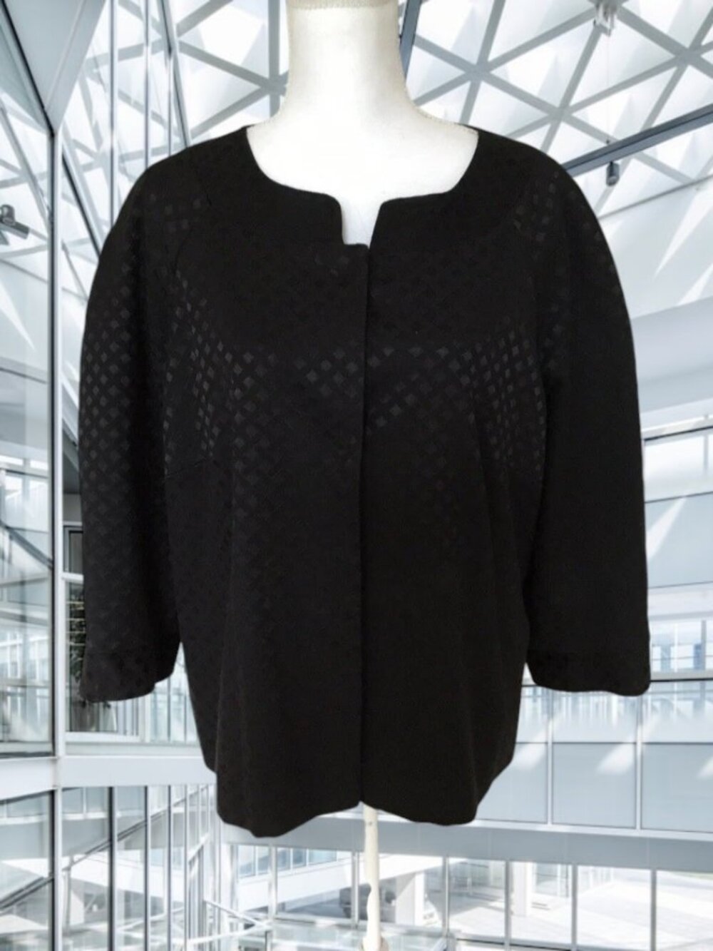 Covington Woman Black Basketweave Pattern Lined Jacket  ✨Size 16-18W✨